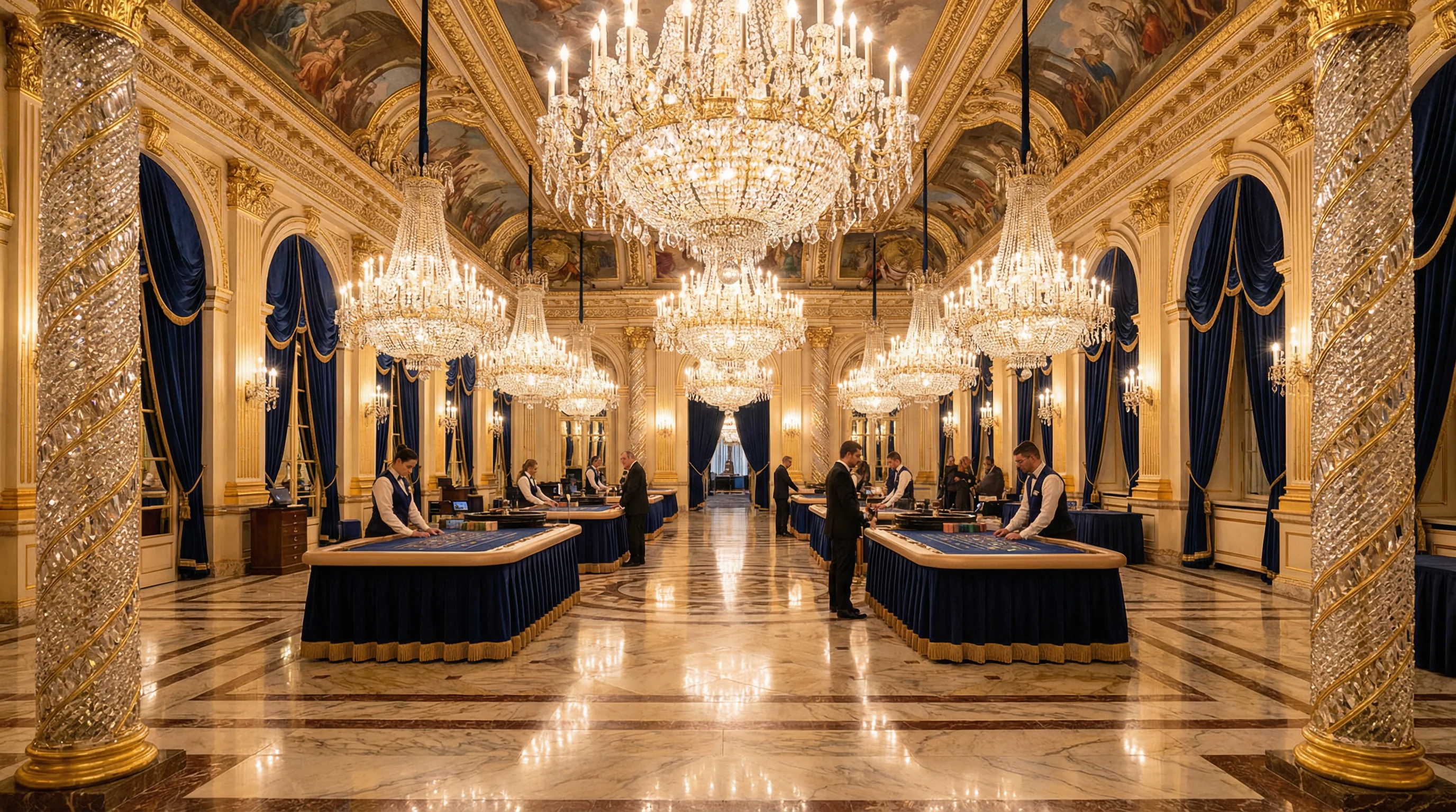 水晶大厅场景展示，尽享 真人棋牌 的奢华体验