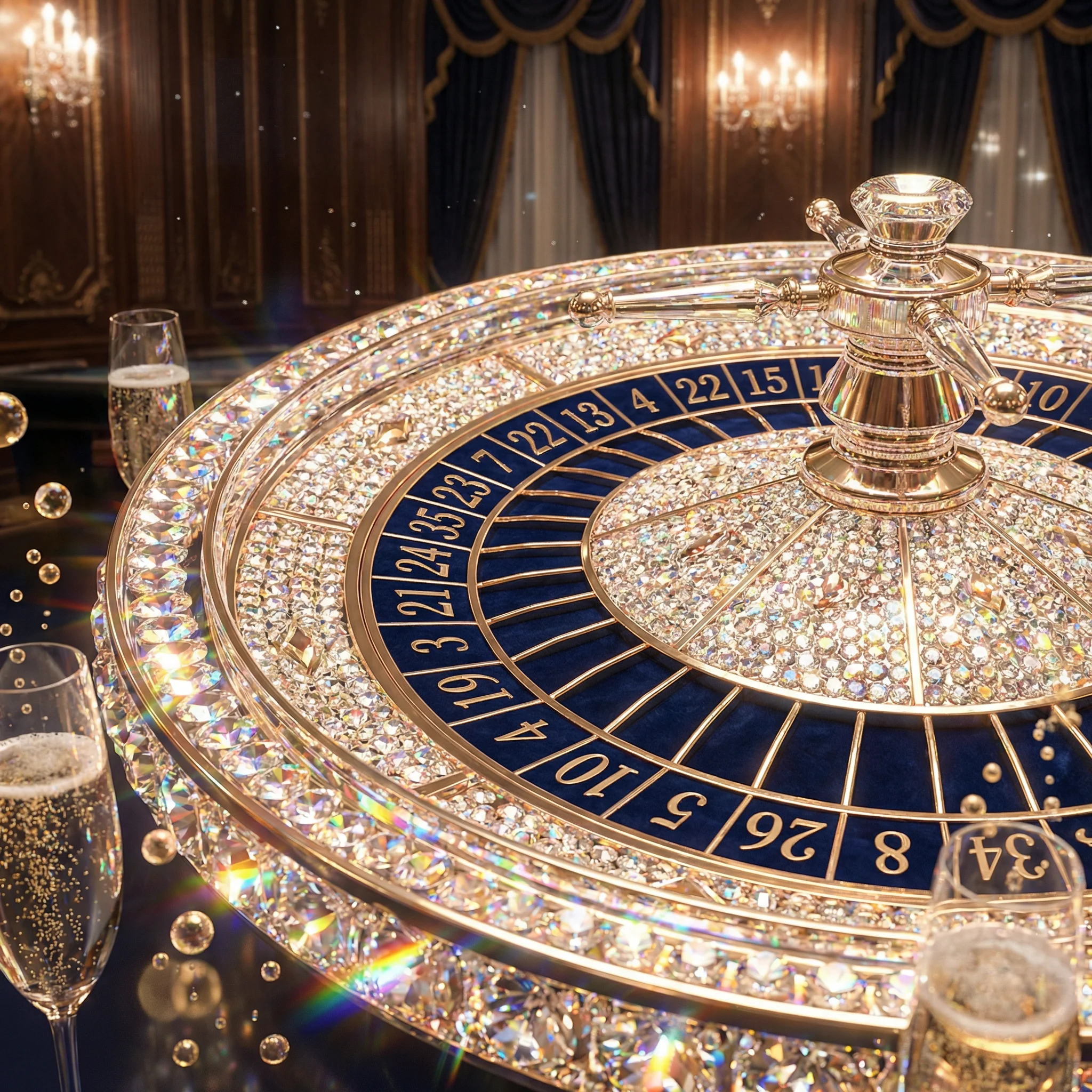 晶莹剔透的水晶轮盘，等待玩家在 真人棋牌 中做出选择